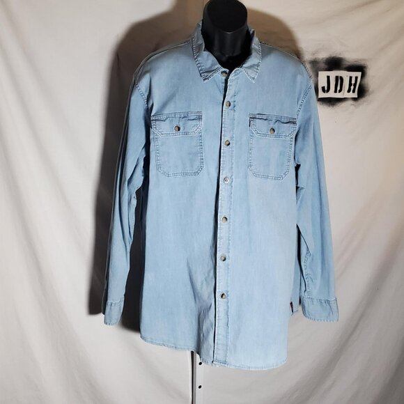 Wrangler Denim Mens Stretch Button Front Shirt Sz XL - Picture 2 of 16